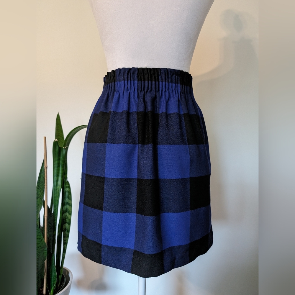 J. Crew black/blue buffalo check mini skirt sz 00